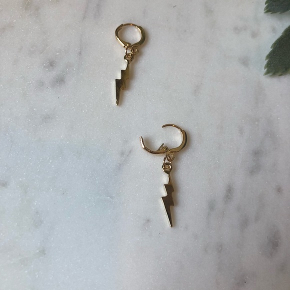 The Lennox - Mini Lightning Bolt Earrings - Picture 3 of 3